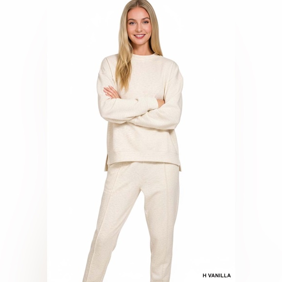 Zenana Scuba Mock Neck Sweatshirt and Joggers Set - Picture 3 of 3